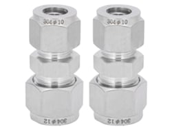 2 Peças Adaptador De Conexão De Tubo De Aço Inoxidável Com Duas Ferrulas Para Compressão Reto Ф10-ф12