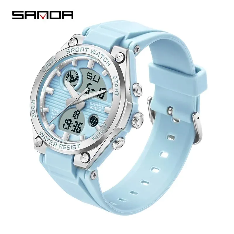 Reloj Deportivo Cronógrafo De Cuarzo Para Mujer (azul), Resistente Al Agua Hasta 50 M.