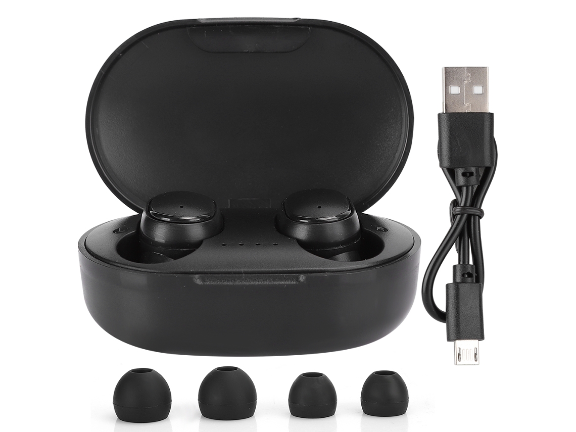 Fones De Ouvido True Wireless A6s Estéreo Hi-fi Bluetooth 5.0 Com Carregador Portátil Para Redmi Preto