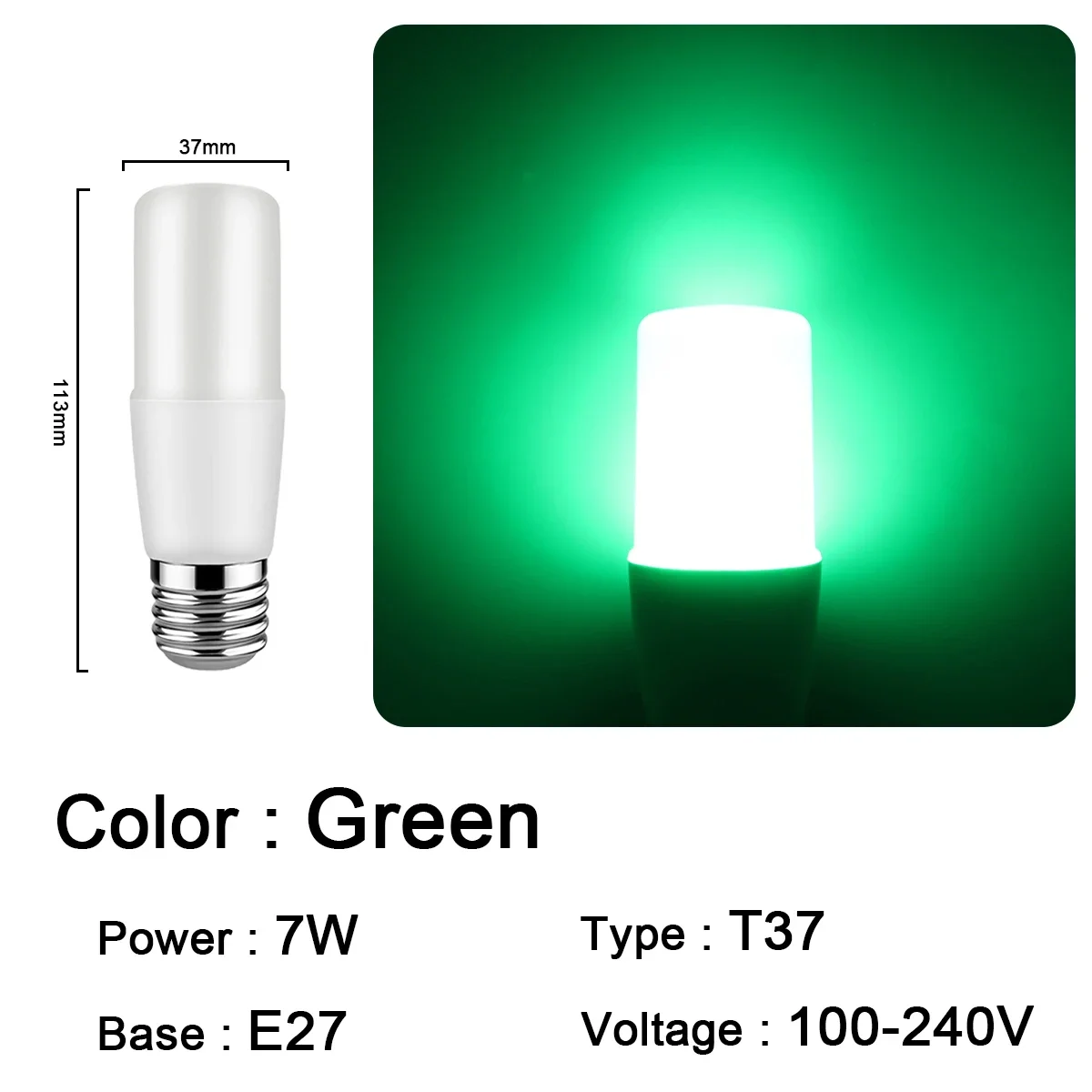 Bombillas Led (t37 E27 Verde, 16 Unidades) Aptas Para Festivales, Karaokes, Bares Y Escaparates.