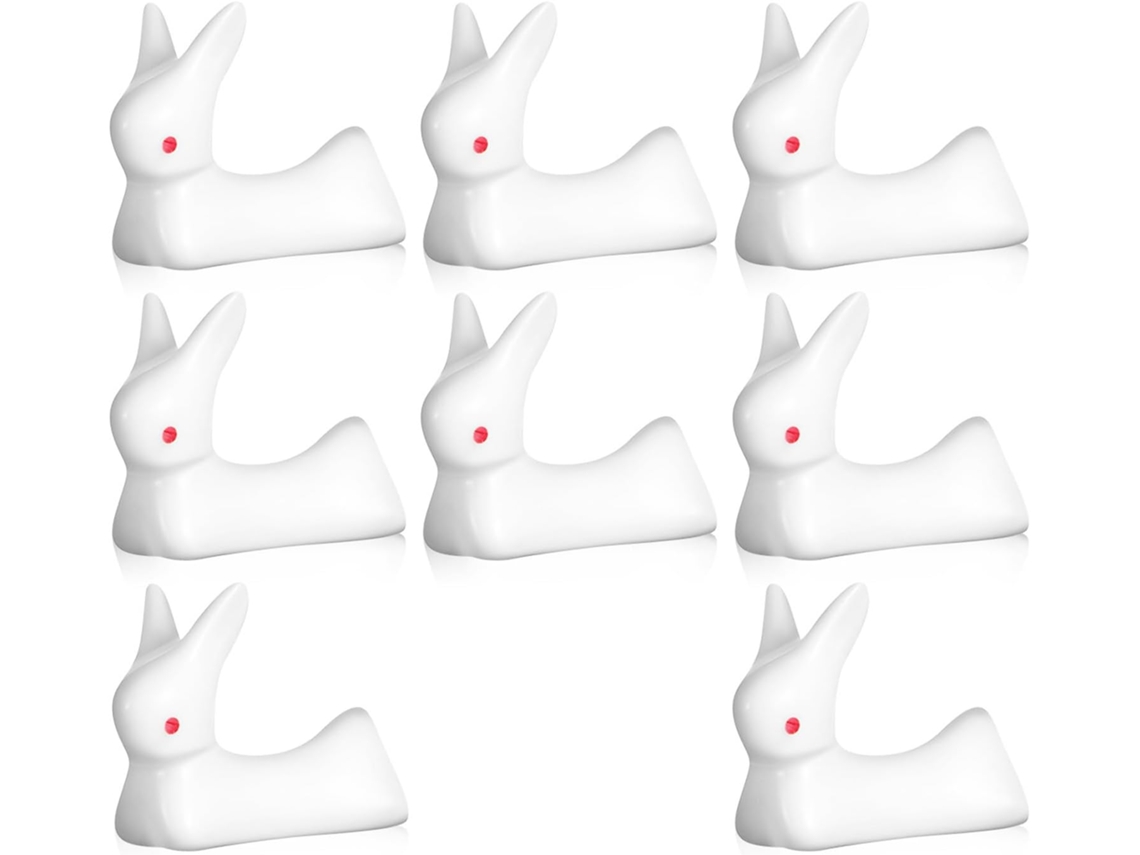 Soporte Para Palillos De Cerámica Con Forma De Conejo Rojo, 3 X 4 X 1,8 Cm, Juego De 8 Unidades