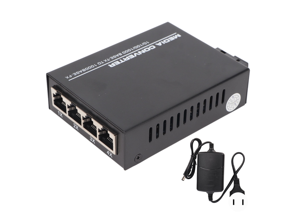Conversor De Mídia Ethernet 10/100/1000m Fibra Única Modo Simples Tx1310nm/rx1550nm Sc Us Plug
