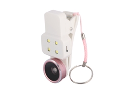 Lente Micro De Angulo Amplio Fisheye De Clip 4 En 1 Con Luz De Relleno Led Para Selfie Para Smartphone Rosa