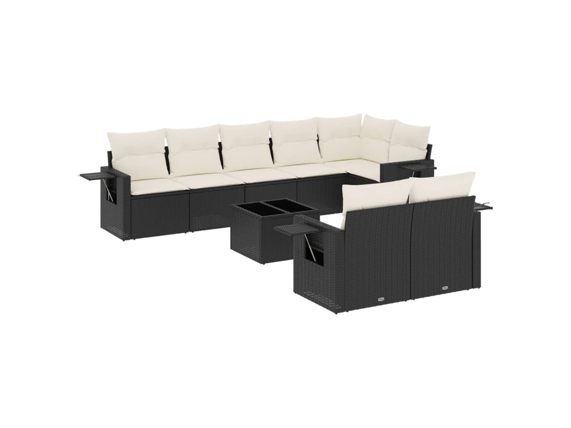 Maison Exclusive - Set De Sofás De Jardín 8 Piezas Y Cojines Ratán Sintético Negro