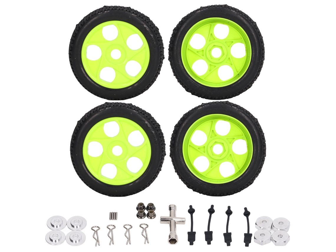 4 Neumáticos Y Llantas Rc Para Traxxas Slash 1/10 Short Truck, Kit De Repuesto De 5 Agujeros, Color Negro Y Verde.