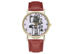 Reloj De Pulsera De Cuarzo De Cuero Para Hombre/mujer, Modelo T303-a, Color Marrón Cámara.