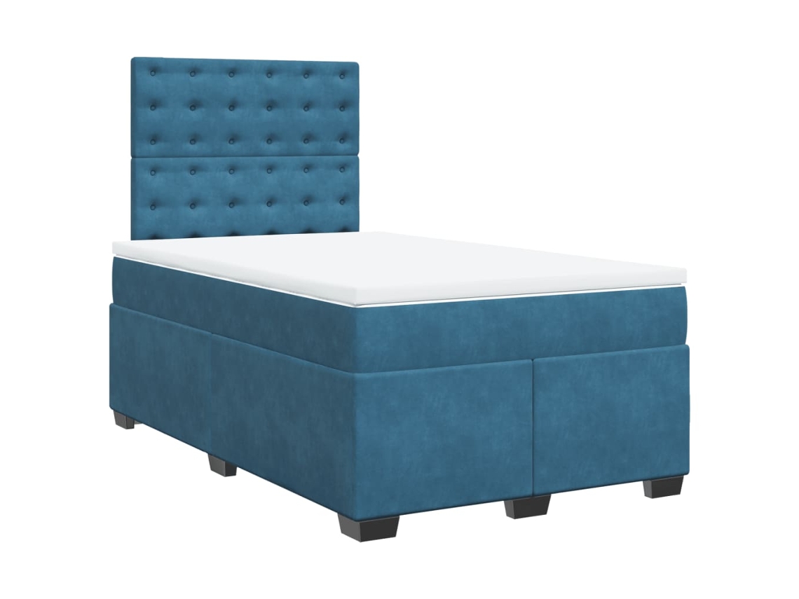 Maison Exclusive - Cama Box Spring Con Colchón Terciopelo Azul 120x190 Cm
