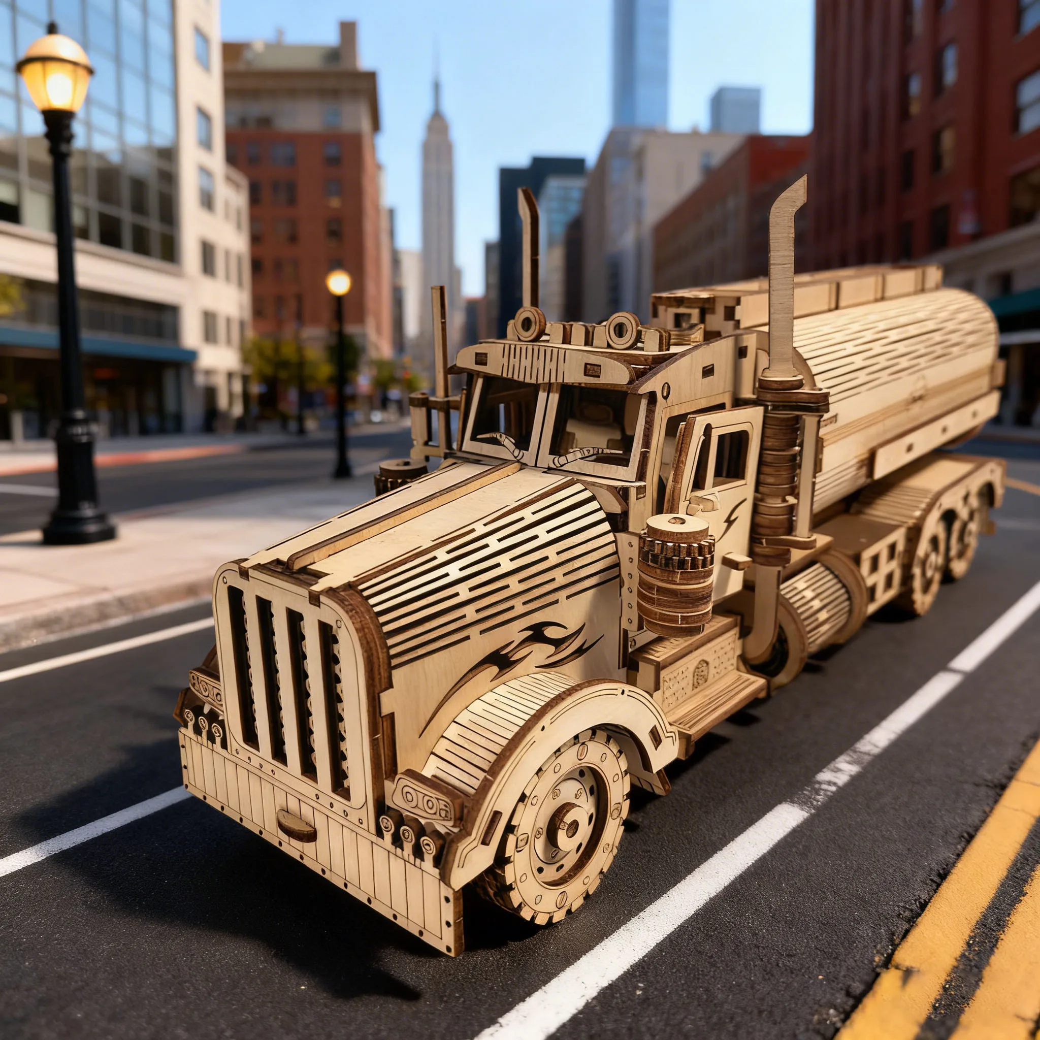 Modelo De Camión Cisterna De Petróleo En Miniatura De Madera, Juguete Rompecabezas De Madera Para Armar, Rompecabezas 3d De Madera