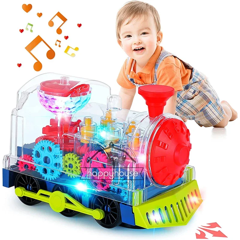 (tren) Coche De Policía De Juguete Transparente Con Luces, Coche De Juguete Para Niños Con Efecto De Colisión Frontal.