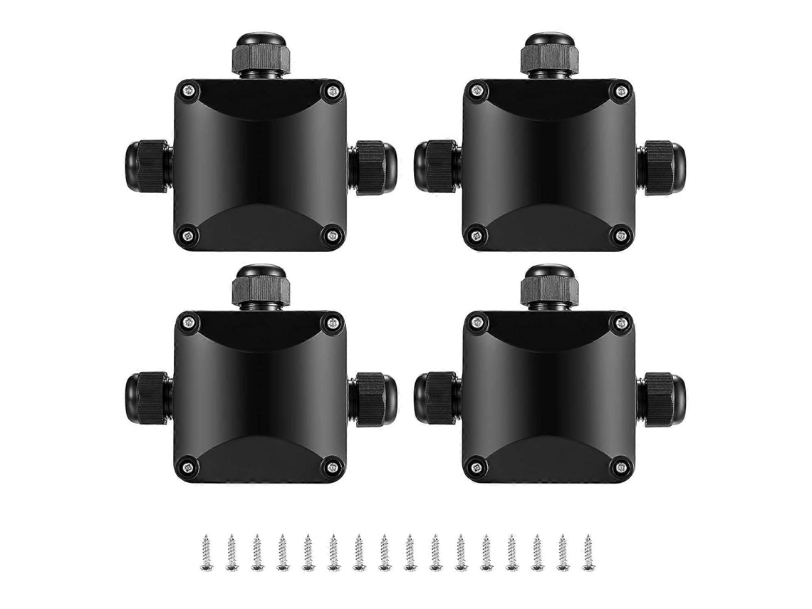 Caja De Unión Ip68, Conector Impermeable De 3 Vías Para Exterior, Caja Eléctrica Impermeable 5.5mm-10mm/negro (4 Unidades)