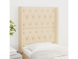 Cabecero Con Orejas De Tela Color Crema 83x16x118/128 Cm
