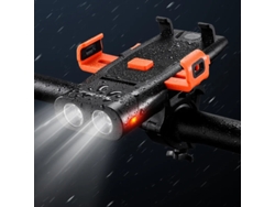 West Biking Farol 5 Em 1 500lm 3000mah Ipx5 4 Modos Power Bank Suporte Celular Buzina 130db Ciclismo Noturno