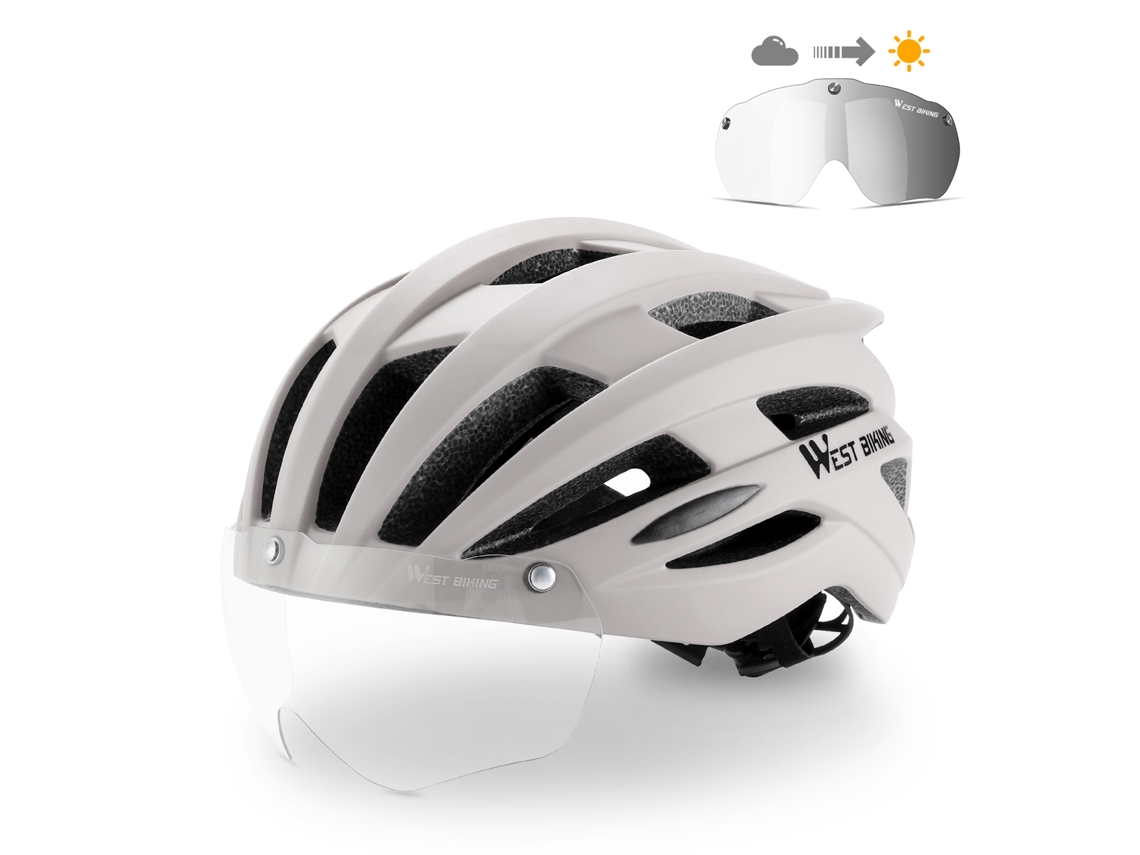 Casco de ciclismo con gafas, PC+EPS transpirable