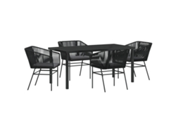 Conjunto de comedor de jardín Vidaxl de 5 piezas con ratán de polipropileno negro y cojines