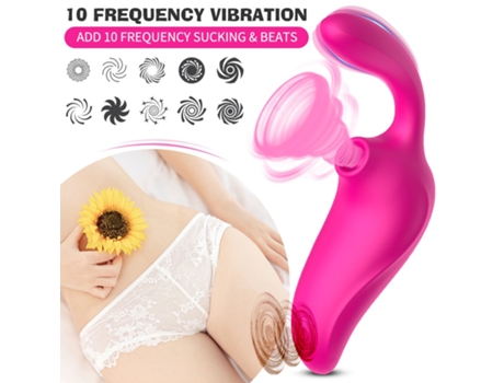 Vibrador de succión 3 en 1 con 10 velocidades para mujeres (rosa roja) YIZHOOD