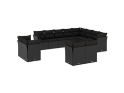Maison Exclusive - Set De Sofás De Jardín 12 Piezas Cojines Ratán Sintético Negro