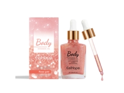 Aceite corporal con brillo oro rosa