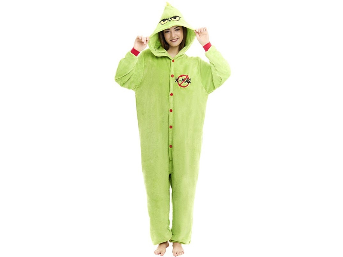 Disfraz o Pijama Duende Navideño verde para adulto