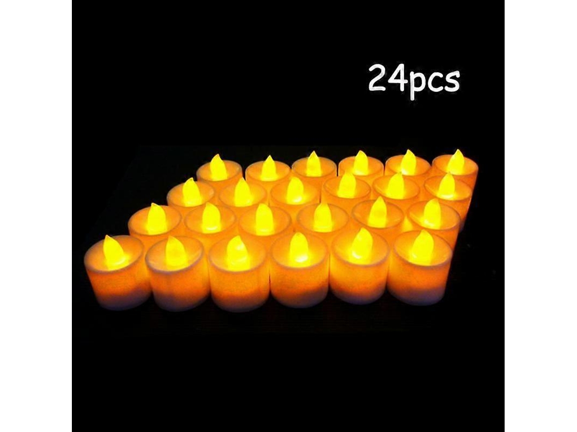 Rebe-velas Electrónicas Led Sin Llama De Plástico Luz Amarilla Para Exterior Fiesta Decoración 12/24/36/48 Piezas 24 Piezas Amarillas