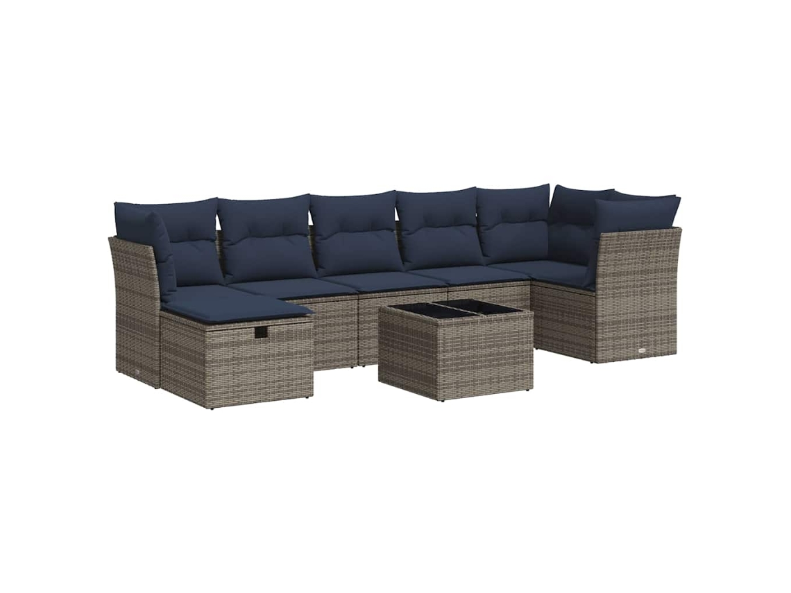 Maison Exclusive - Set De Sofás De Jardín Y Cojines 8 Piezas Ratán Sintético Gris