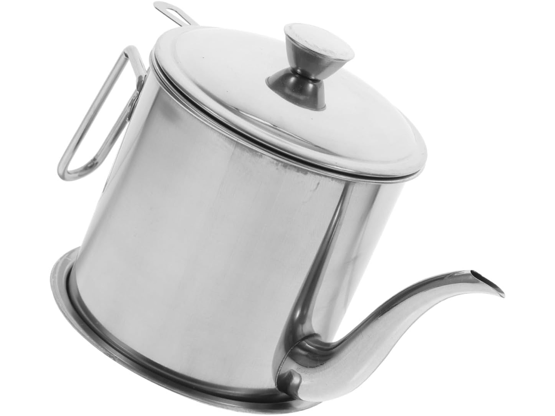 Olla De Aceite De Acero Inoxidable Resistente Al Calor Con Filtro Y Mango Ergonómico.