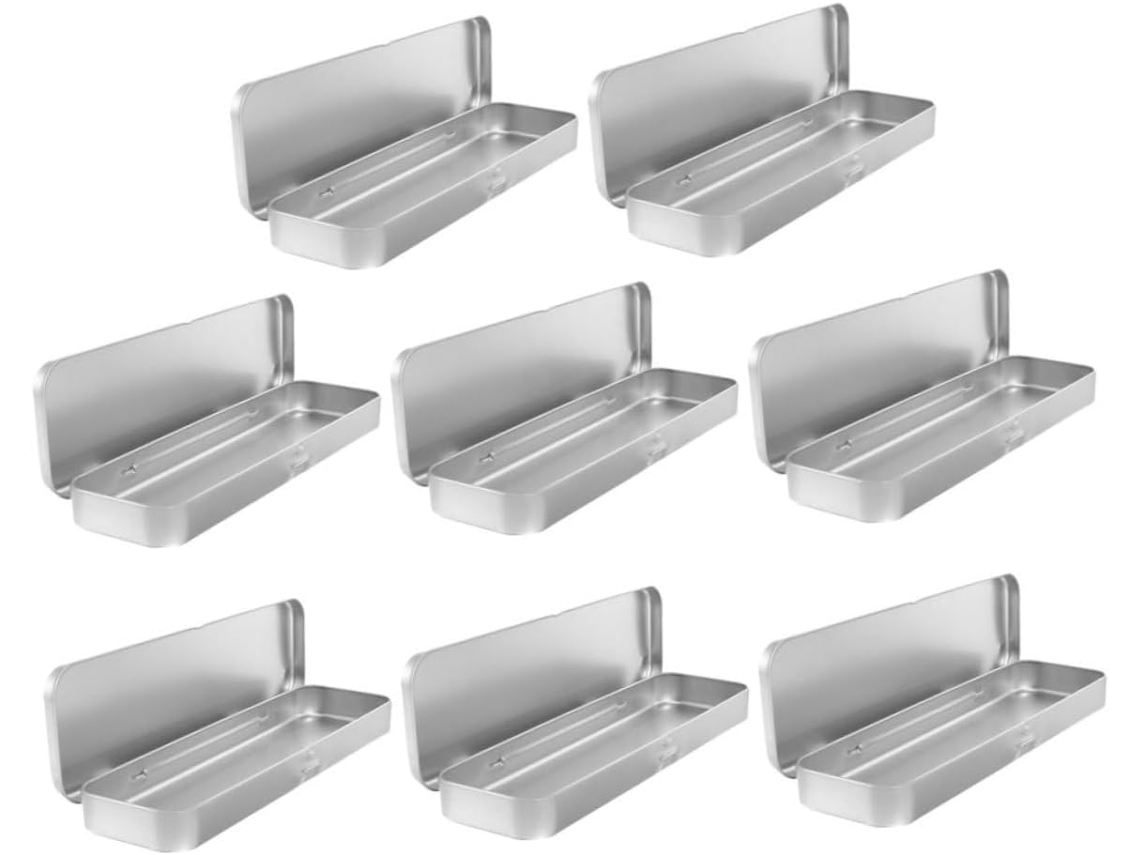 Estuche organizador rectangular de metal Slowmoose, 8 piezas, para bolígrafos.