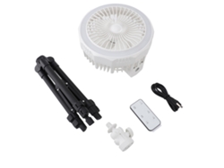 Ventilador De Techo Con Luz Y Trípode Plegable, Oscilación De 120°, 4 Velocidades, 3 Niveles De Brillo, Mando A Distancia, Batería De 10000 Mah.