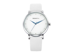 Reloj De Pulsera Rebirth Fashion Con Correa De Cuero Sintético Y Diamantes De Imitación Azules (blanco)