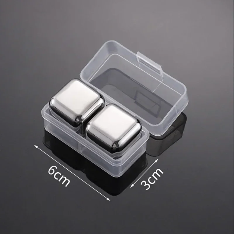 Cubitos De Hielo Reutilizables De Acero Inoxidable (plateados, 2 Unidades), De Congelación Rápida Y Aptos Para Uso Alimentario.