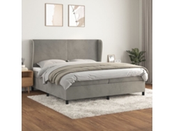 Cama Box Spring Con Colchón Terciopelo Gris Claro 200x200 Cm