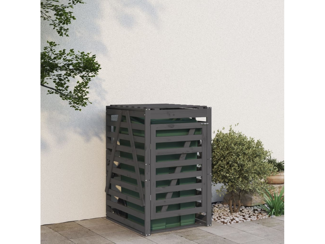 Cobertizo Para Cubos De Basura Madera Pino Gris 84x90x128,5 Cm