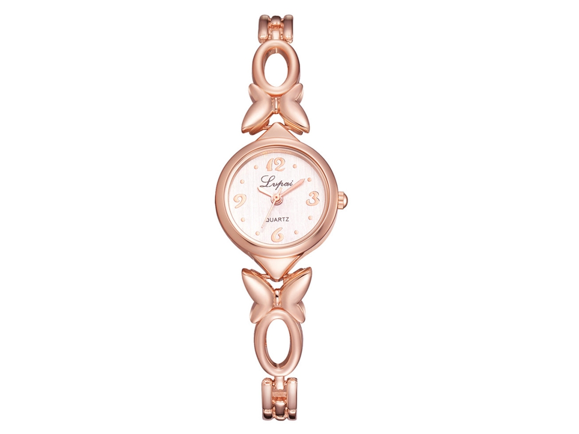 Reloj De Pulsera De Cuarzo Para Mujer Lvpai Con Brazalete De Aleación, Moderno Y Elegante, Oro Rosa Y Blanco.