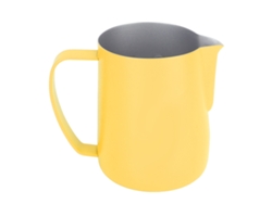 Jarra para espumar leche de acero inoxidable de 600 ml, color amarillo claro, ideal para café.