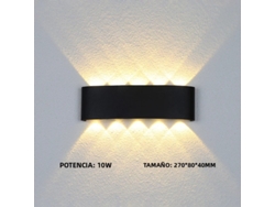 Aplique De Pared Led De Aluminio Para Jardín, Blanco Frío, 10 W, Color Negro, Resistente Al Agua Ip65