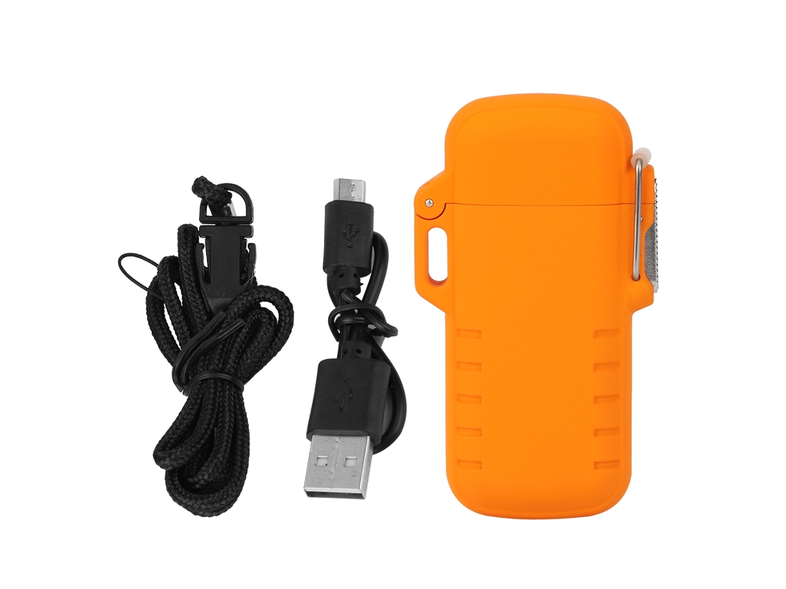 Encendedor Electrónico Usb, Resistente Al Viento Y Al Agua, Con Encendido De Doble Arco, Para Hombre, Regalo, Color Naranja.