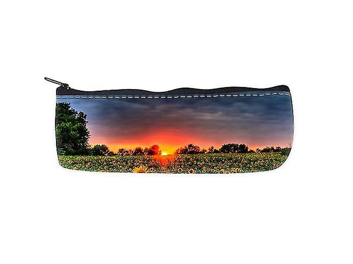 Estuche escolar con diseño de flores al atardecer, organizador de lápices, bolsa con cremallera, Chennnls
