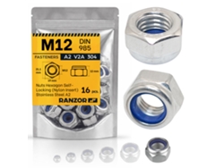 Tuerca Autoblocante Inox A2 Din 985 M12 (16 Un.) Ranzor | Hex Lock Nut Stainless Steel Aisi 304