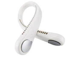Ventilador de cuello sin aspas con flujo de aire de 360°, pequeño ventilador USB portátil manos libres, blanco Yizhood