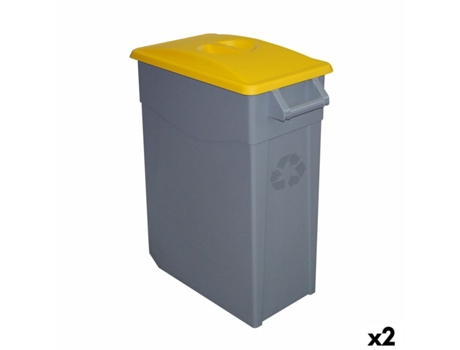 Cubo de Basura para Reciclaje DENOX 65 L Amarillo (2 Unidades)