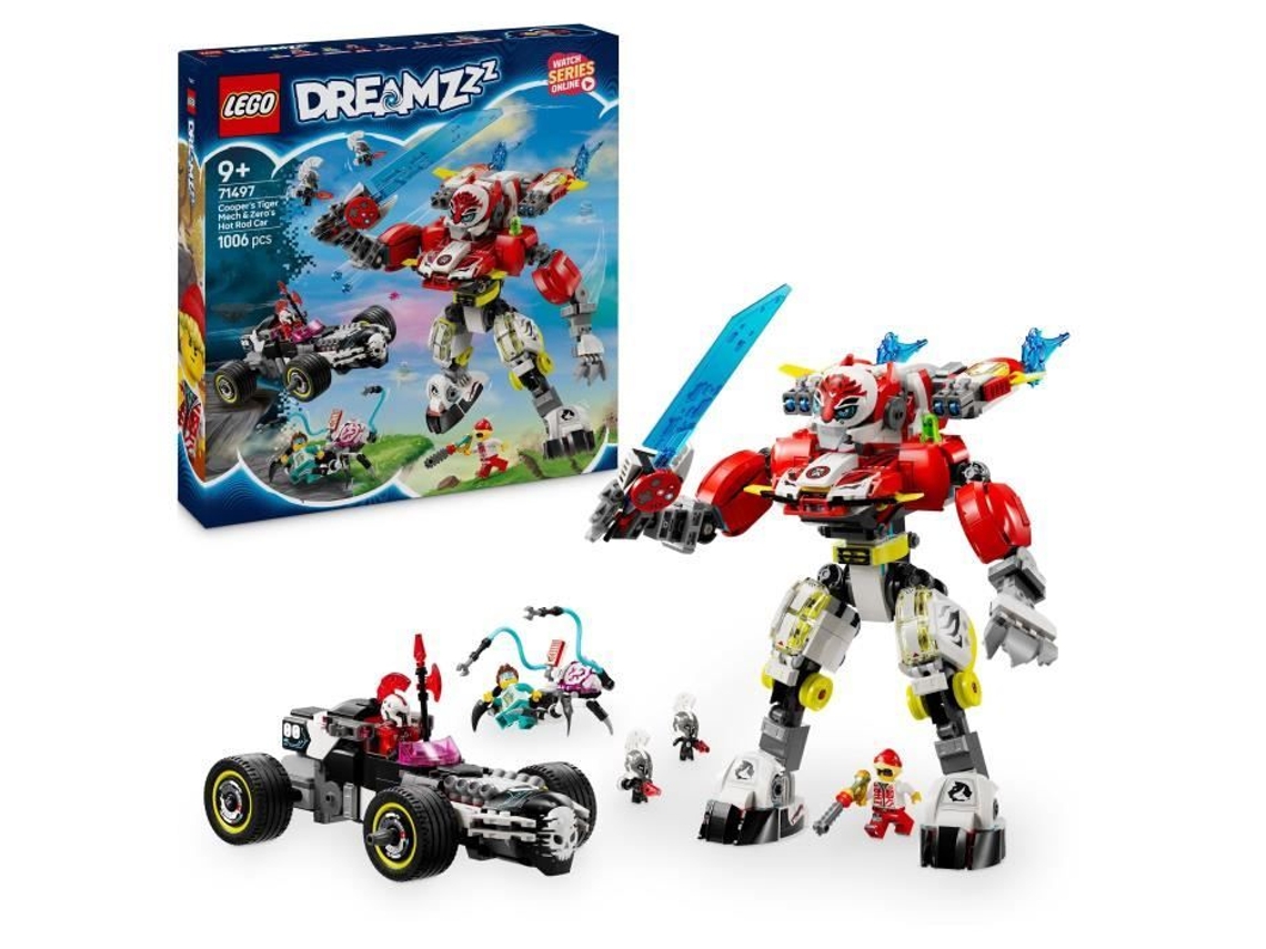 LEGO DREAMZzz: Tigre Robô do Cooper e Hot Rod do Zero – Brinquedo com modelo de veículo (1006 peças)