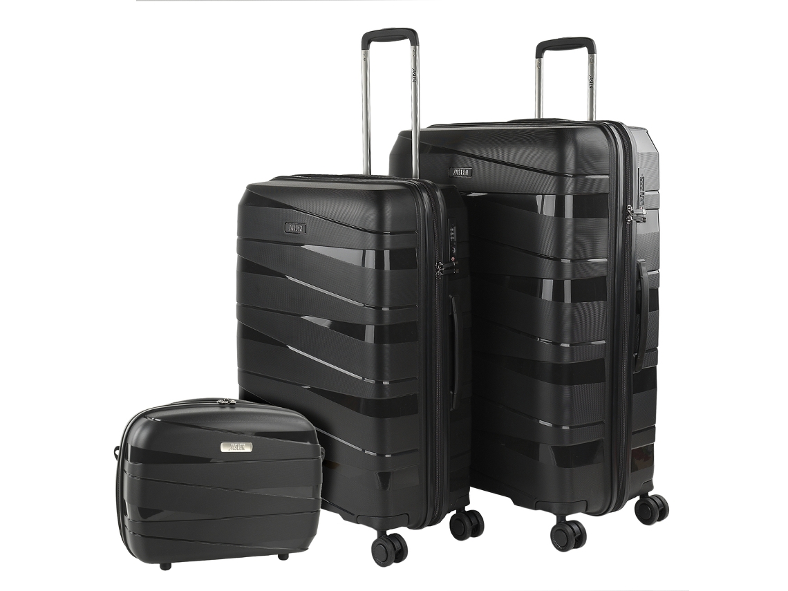 Juego De Maletas Rígidas Pp JASLEN Stuttgart negro (48X75x29 Cm - 92L)