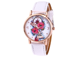 Reloj De Pulsera Informal Y Moderno Para Estudiantes Con Correa De Cuero Sintético Blanco.