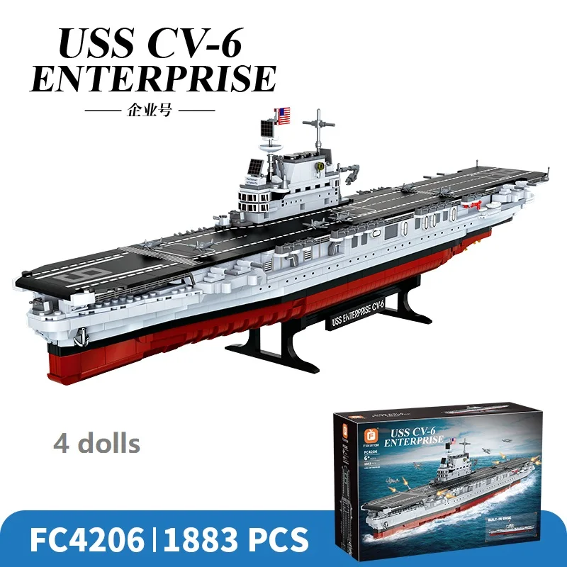 (fc4206) Bloques De Ensamblaje Del Portaaviones Uss Enterprise (cv-6) De 1883 Piezas
