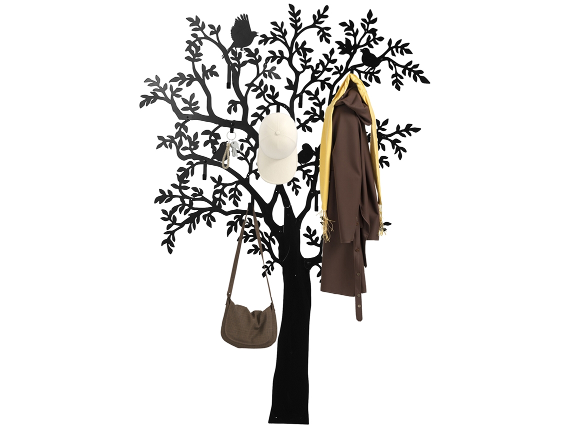 Colgador de pared, Adorno de árbol con pájaros, Negro