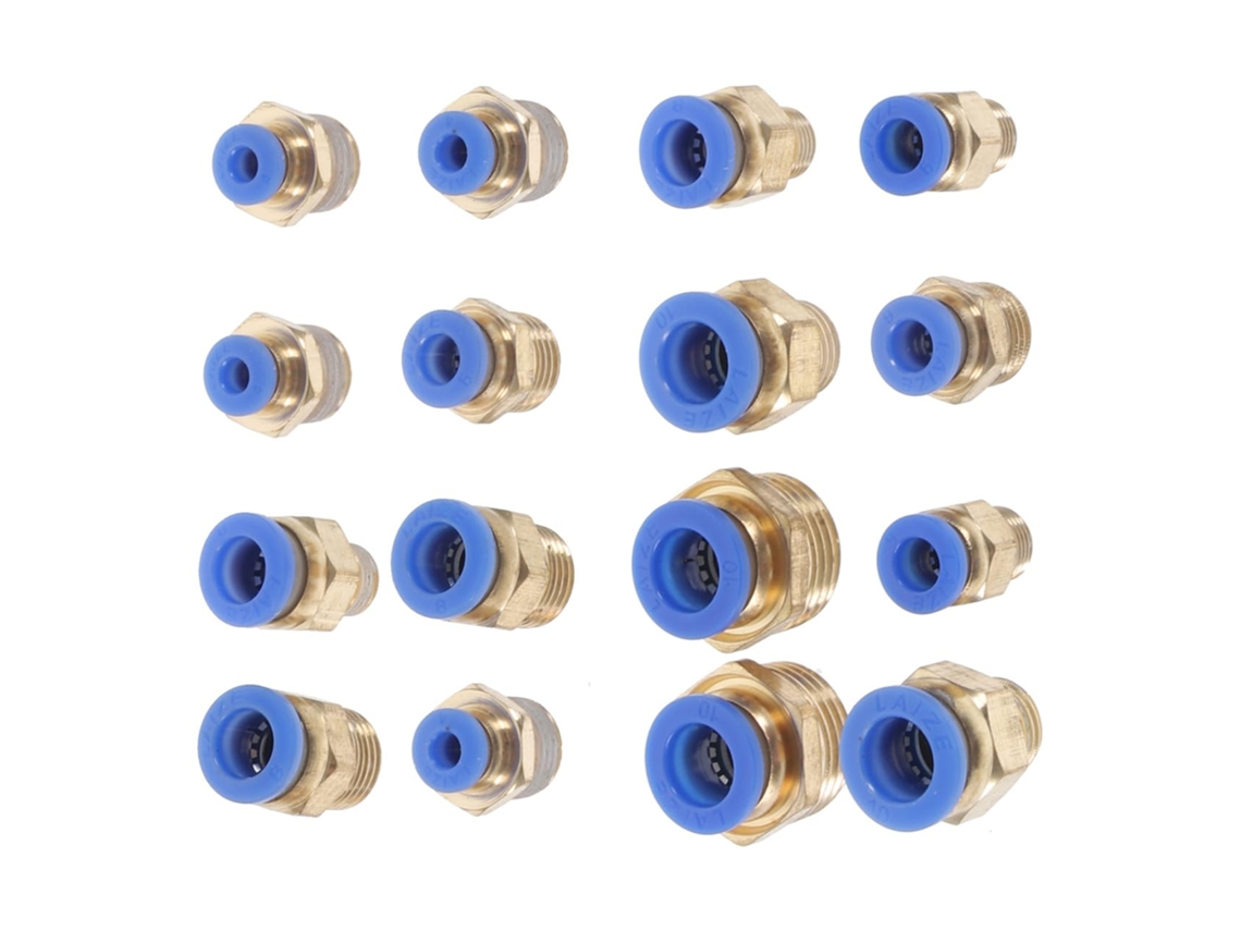 Conjunto De 16 Conexões Rápidas Pneumáticas Em Abs E Cobre