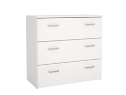 Cómoda Duero con 3 cajones, 74x36x70 cm, color blanco, Wellhome