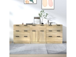 Pack 3 Uds Aparador | Mueble De Comedor | Buffet De Madera Contrachapada Color Roble Sonoma Wsd724279