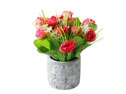 Flor de capullo de rosa falso, bonsái pequeño, decoración de mesa de fiesta, planta de seda JEIIBRZUI