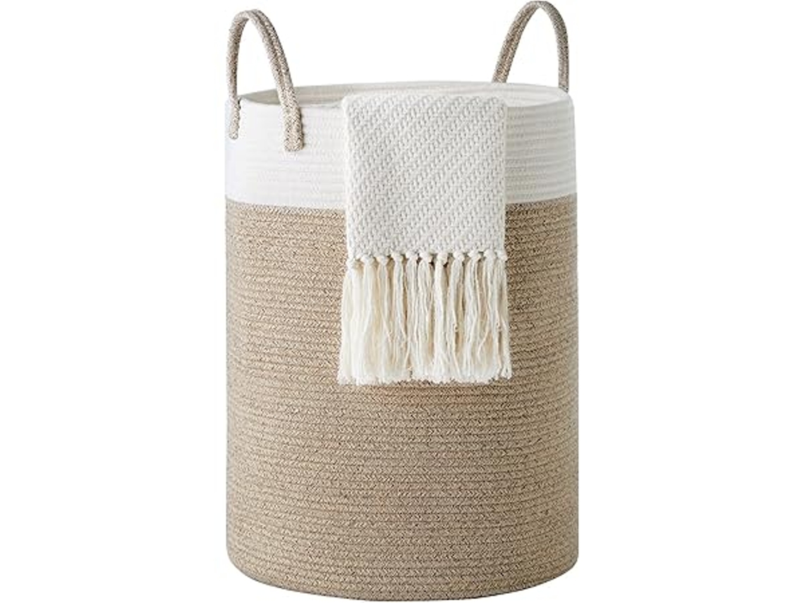 Hogar - Cesta De Ropa Tejida A Mano, Cesta Para Guardar Juguetes, Incluye Asa, Hecha A Mano, Material De Algodón, Lavado Eficiente, Artículo