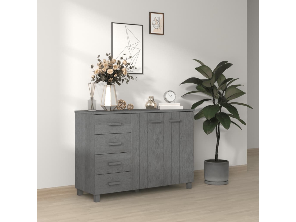 Aparador Hamar Madera Maciza Pino Gris Oscuro 113x40x80 Cm